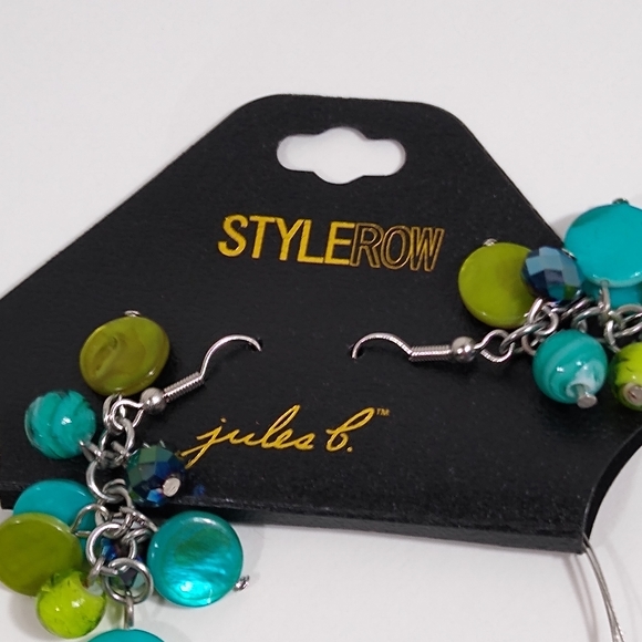 NEW Necklace Earring Set Jules B Silver Green Blue - Picture 3 of 4